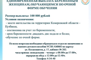 Единовременная выплата беременным женщинам, обучающимся по очной форме обучения