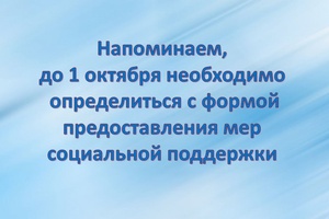 До 1 октября текущего года необходимо определиться с формой предоставления мер социальной поддержки на 2024 год